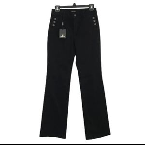 Black wide leg denim trousers